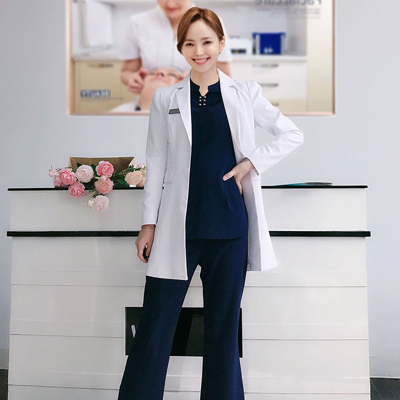 긴팔 흰색 실험실 가운 의사 유니폼 슬림핏 치과 작업복 - Medical Lab Years 리뷰 및 가격