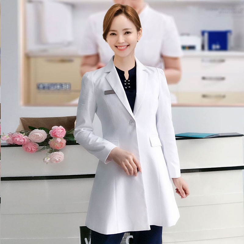 긴팔 흰색 실험실 가운 의사 유니폼 슬림핏 치과 작업복 - Medical Lab Years 리뷰 및 가격