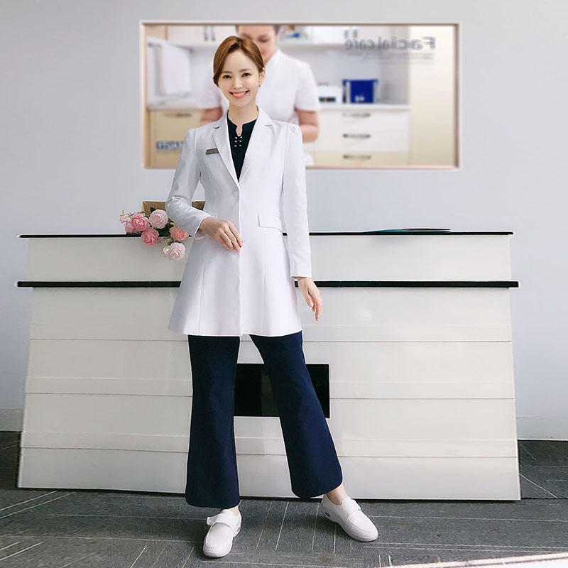 긴팔 흰색 실험실 가운 의사 유니폼 슬림핏 치과 작업복 - Medical Lab Years 리뷰 및 가격