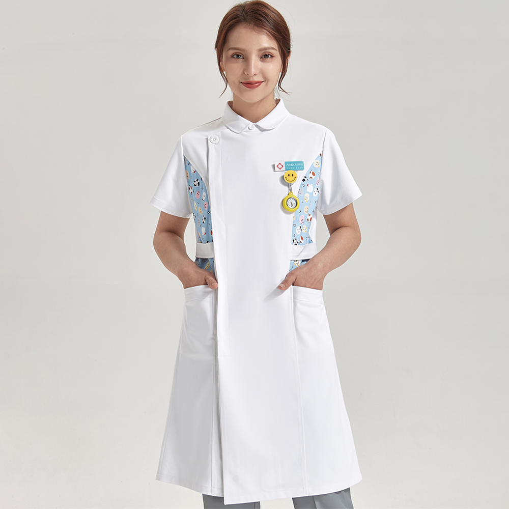 정전기 방지 프린트 간호사 가운 여성 간호사복 소아과  - Medical Lab Gown 리뷰 및 가격