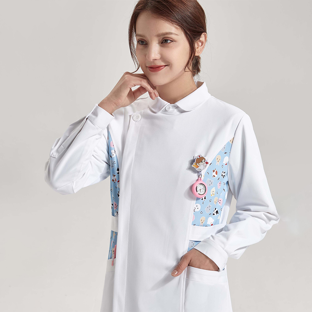 정전기 방지 프린트 간호사 가운 여성 간호사복 소아과  - Medical Lab Gown 리뷰 및 가격